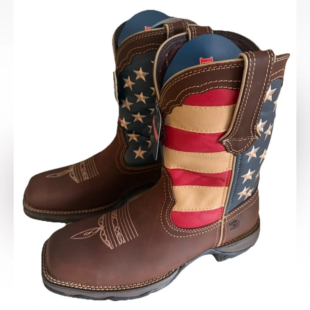 LADY REBEL WORK™ BY DURANGO® STEEL TOE PATRIOTIC FLAG WORK BOOTS DRD0234  9